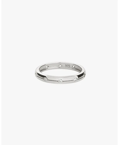 Sterling Silver Sabrina Paved Band Ring Size 7 – Dainty Summer Sparkle, Everyday Glamour, Elegant Style