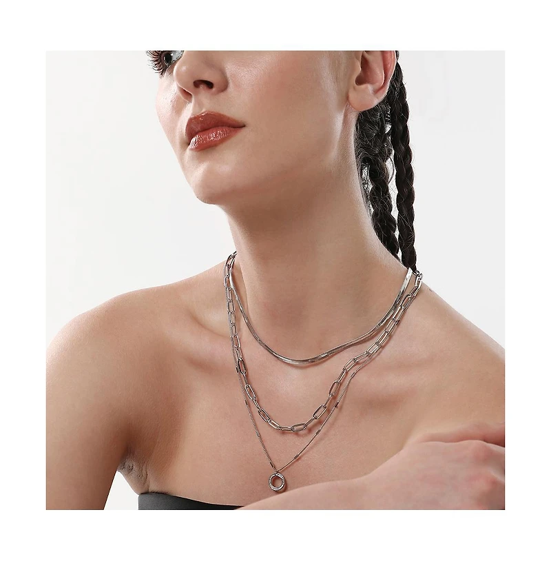 Sohi Women's The Halo Snakechain Multi-Layer Necklace