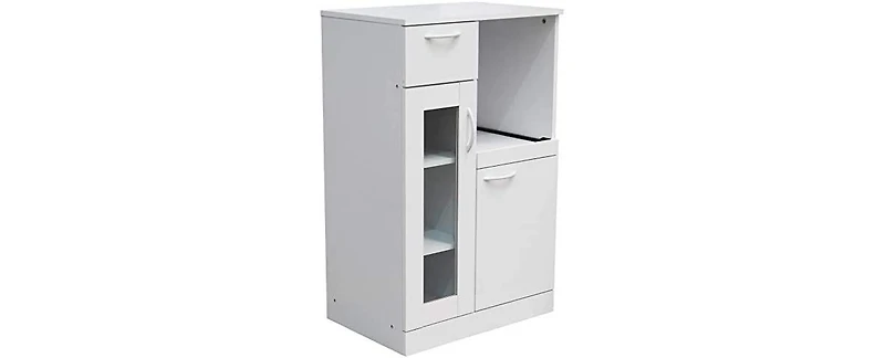 Kings Brand Furniture Lewiston White Kitchen Storage Cabinet, 1 Drawer 2 Doors & Shelves