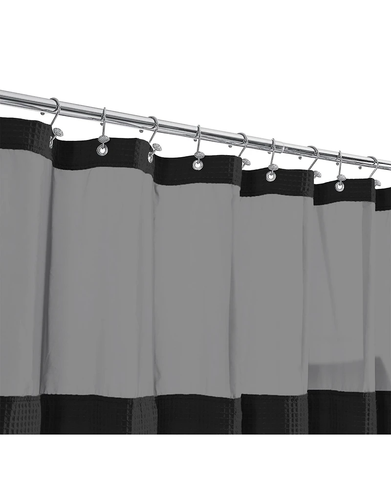 Awesome Home Cotton Blend Soft Waffle Weave Shower Curtain with Snap Liner, 72"X84"
