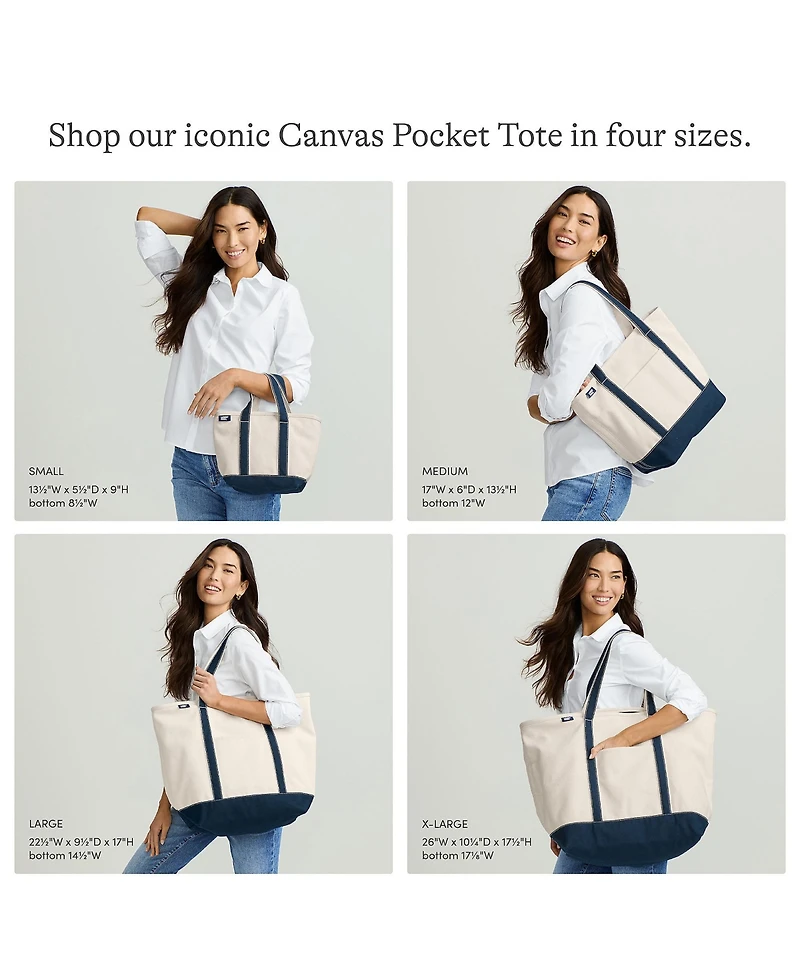 Lands' End Small Solid Color Zip Top Canvas Tote Bag