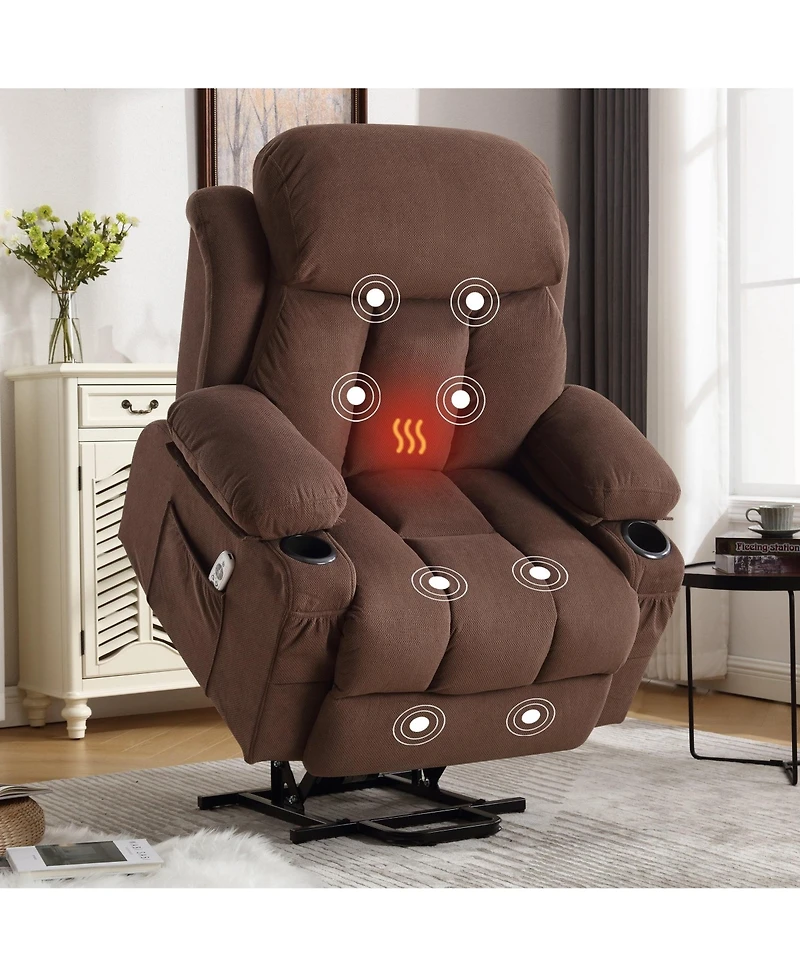 Power Lift Recliner Chair with Heat and Massage Electric Fabric for Elderly