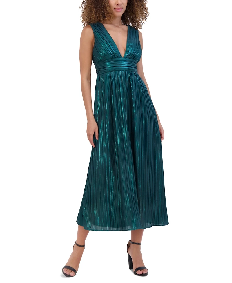 Siena Women's Metallic Pleated Midi Dress