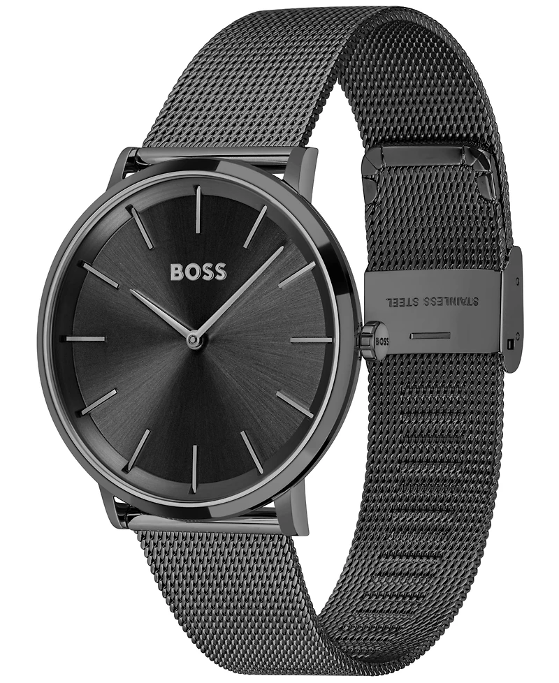 Hugo Boss Men's Skyliner Black Stainless Steel Mesh Bracelet Watch 40mm