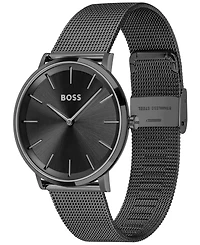 Hugo Boss Men's Skyliner Black Stainless Steel Mesh Bracelet Watch 40mm