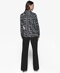 Karl Lagerfeld Paris Women's Ruffled Dot-Print Blouse