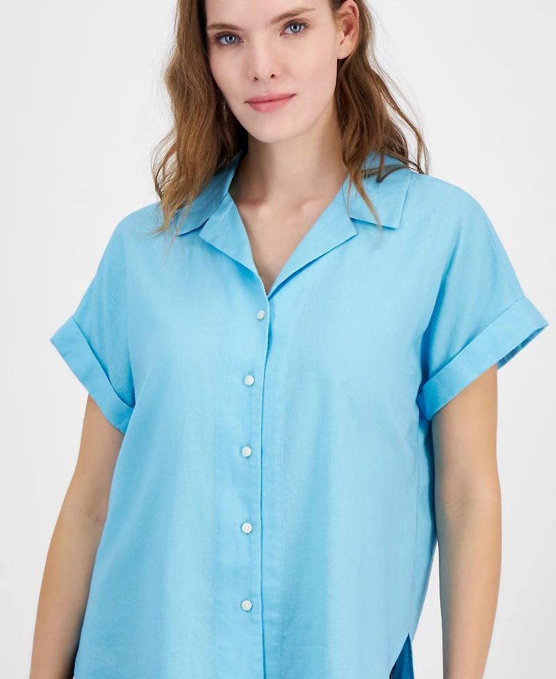 Nautica Jeans Women's Collared Button-Front Camp Shirt