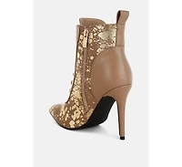 Fat Cat Abstract Pattern Lace-Up Ankle Boots