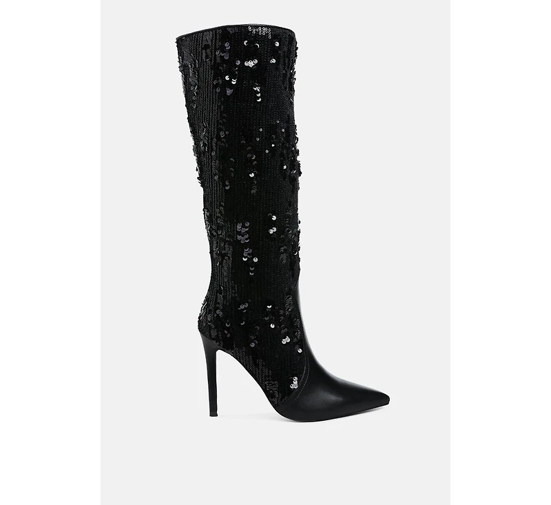 Sitarah Sequin Embellished Stiletto Long Boots