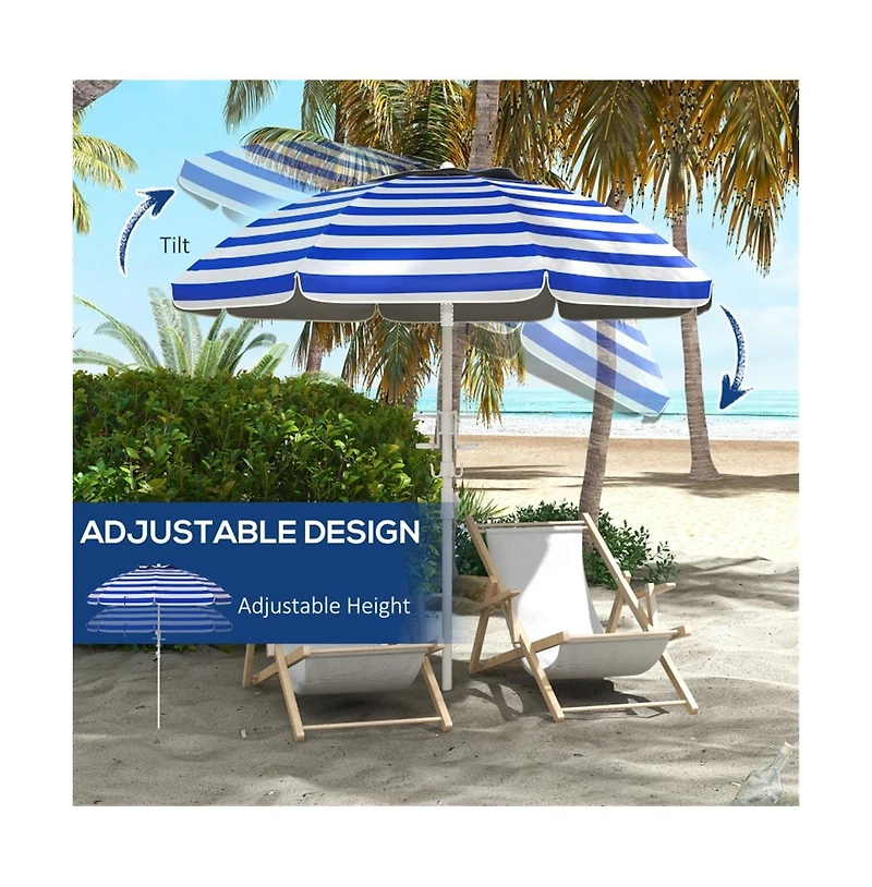 Slickblue Outdoor Beach Umbrella - Portable Sunshade for Beach, Patio, and Backyard Relaxation