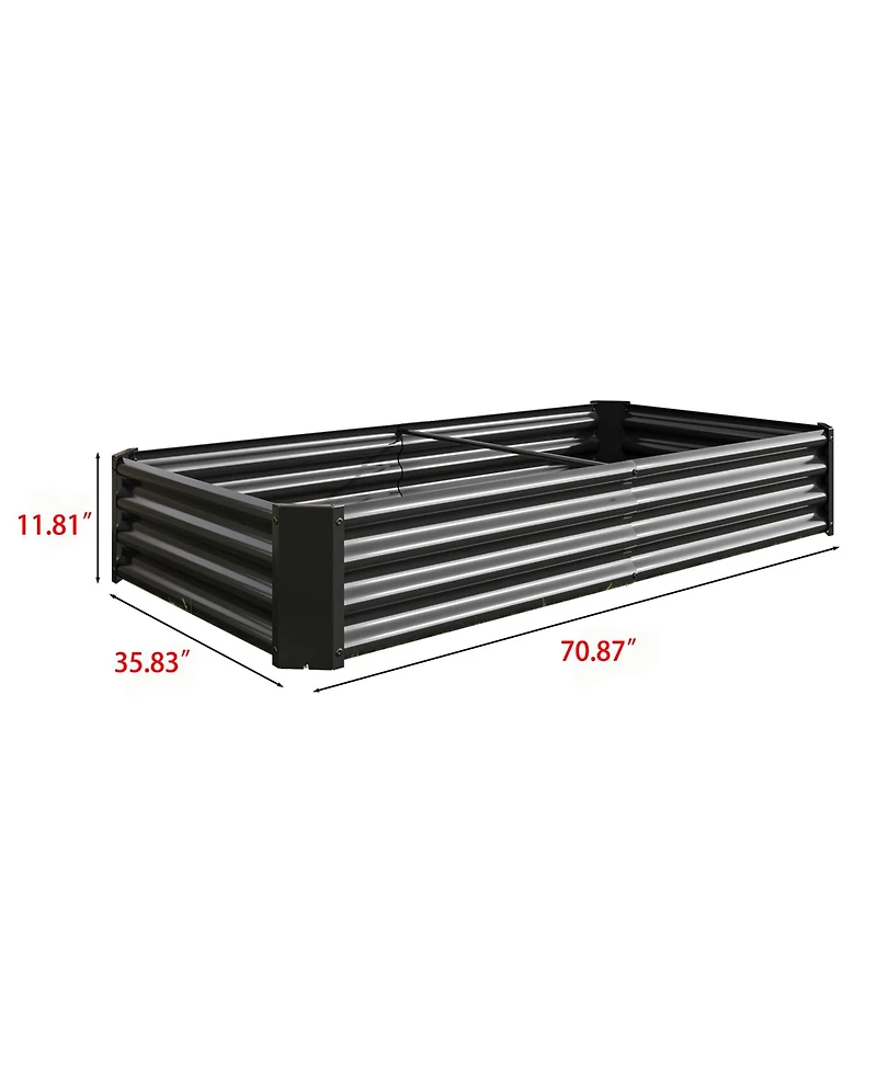 Slickblue Metal Raised Garden Bed for Outdoor Plants, Vegetables, and Flowers - Rectangular Planter
