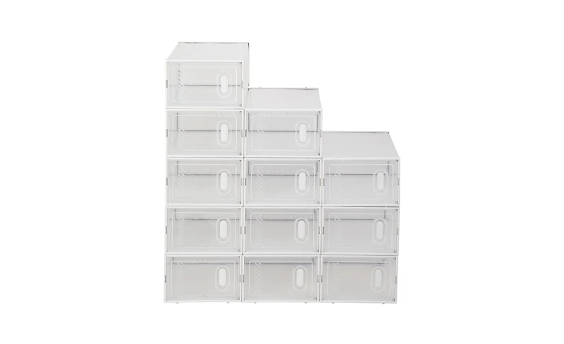 12 Clear Stackable Shoe Boxes – Plastic Shoe Organizer Set for Closet, Entryway & Sneaker Display