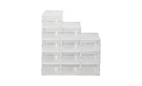 12 Clear Stackable Shoe Boxes – Plastic Shoe Organizer Set for Closet, Entryway & Sneaker Display