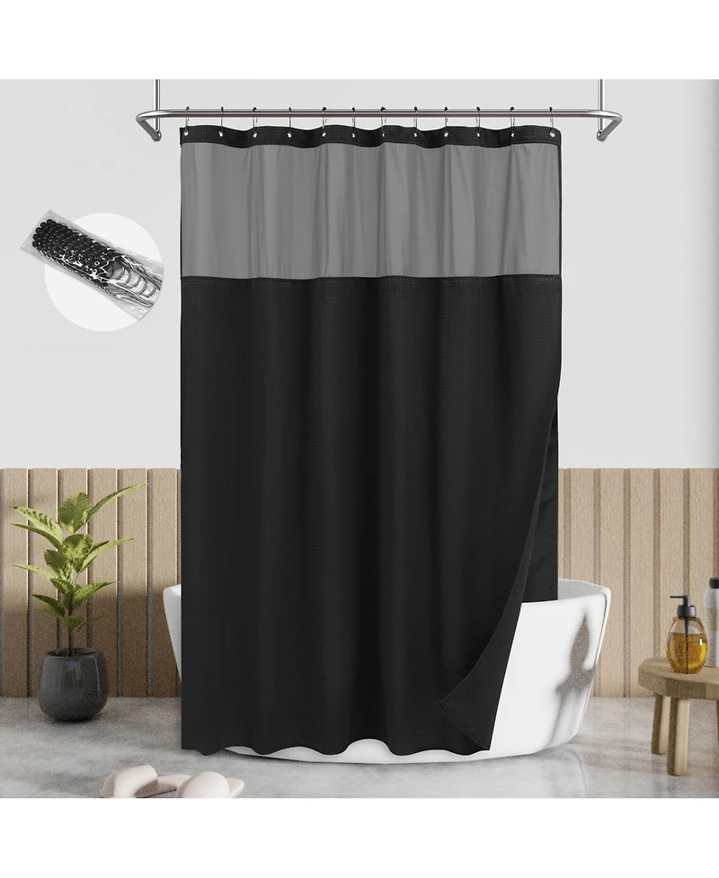 Awesome Home Textured Waffle Weave with Snap Liner and 12 Hooks, 71"X72"