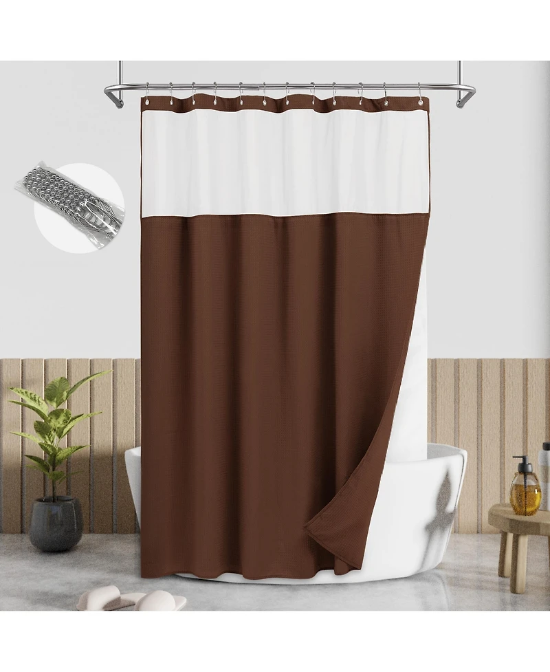 Awesome Home Textured Waffle Weave with Snap Liner and 12 Hooks, 71"X72"