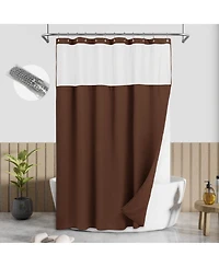 Awesome Home Textured Waffle Weave with Snap Liner and 12 Hooks, 71"X72"