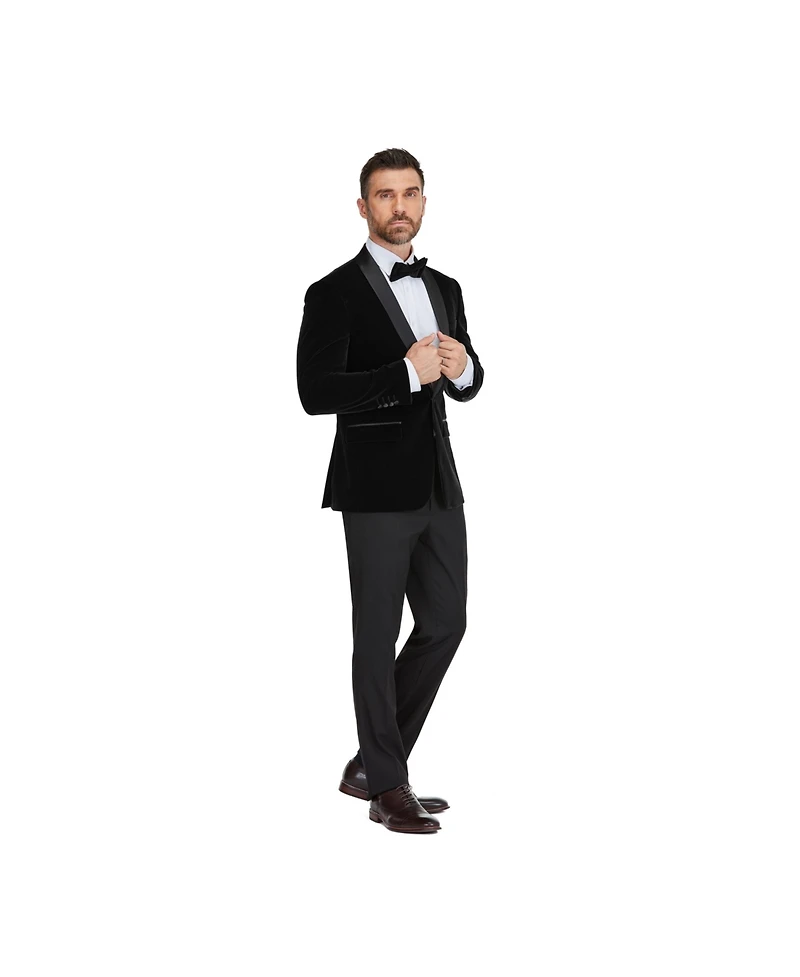 Gino Vitale Men's Slim-Fit Velvet Shawl Lapel Tuxedo Set