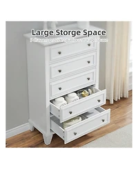 Chest Of Drawers, 5-Layer Dresser For Bedroom, Living Room, Entryway And Closet, Chest Of Drawers With Metal Handles, Tv Stand