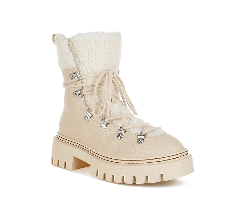 Omul Fleece & Faux Leather Boots