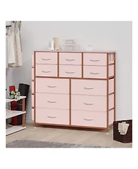 Dresser For Bedroom With 12 Drawer, Dressers & Chests Of Drawers For Hallway, Entryway, Storage Organizer Unit With Fabric, Sturdy Metal Frame, Wood T