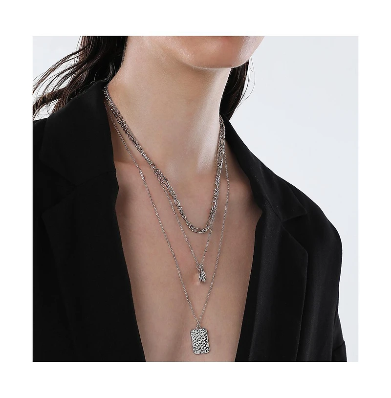 Sohi Women's The Dented Charm Multi-Layer Necklace