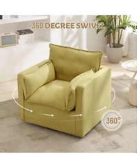 gaomon Swivel Accent Chair, Mid-Century Modern Armchair for Living Room, Comfy Single Sofa Chair with Solid Metal Base, No Assembly Required
