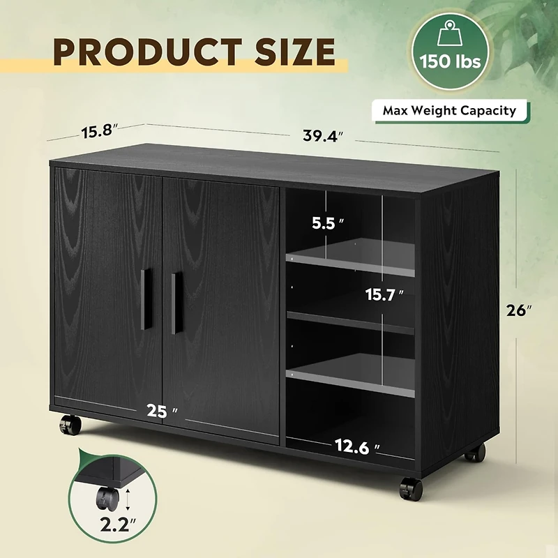 Galaxhero Office Storage Cabinet with Doors and Shelves, Lateral Printer Cabinet for Office Supplies and File Storage, Filing Cabinet for Home Office