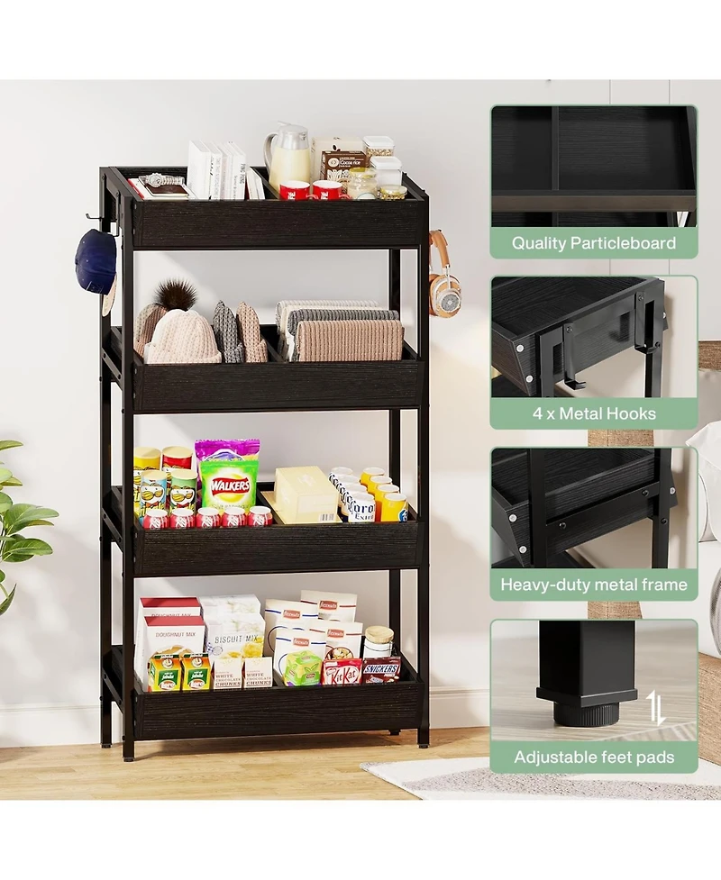 Tribesigns Wood Fruit and Vegetable Basket Stand Rack for Kitchen, Store, Supremarket, Black Friday Deals