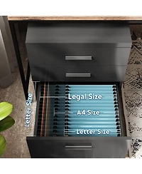 3 Drawer File Cabinet for Home Office, Wood Under Desk Filing Cabinet, Rolling Printer Stand with Wheels
