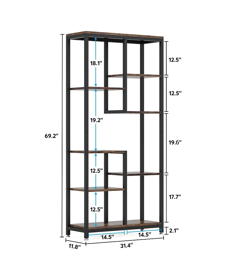 Tribesigns Industrial 8-Shelf Open Bookcase Storage Display Book Shelves Set of 2, 6-Tier Tall Bookshelf Bookcase