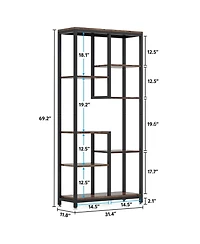 Tribesigns Industrial 8-Shelf Open Bookcase Storage Display Book Shelves Set of 2, 6-Tier Tall Bookshelf Bookcase