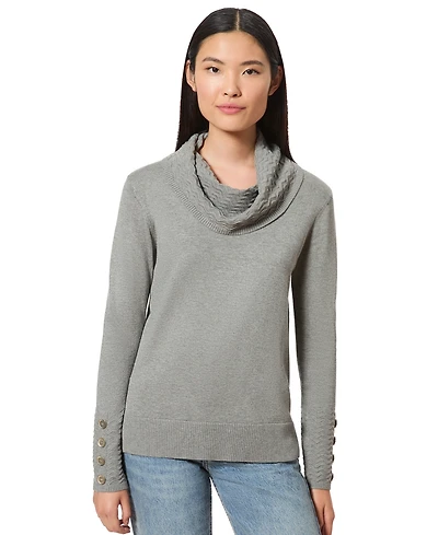 Melissa Paige Women's Chevron-Trimmed Cowl-Neck Sweater