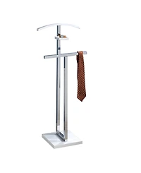 Kings Brand Furniture Vaccaro Metal & Wood Suit Valet Stand, Clothes Rack, White/Chrome