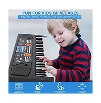 Pyle 49-Key Digital Karaoke Keyboard - Portable Electronic Piano with Rechargeable Battery & Microphone (PKBRD4113