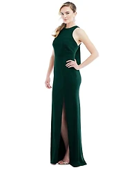 Cutout Open-Back Halter Maxi Dress with Scarf Tie