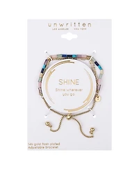 Unwritten Multi Color Stone Link and Beaded Bolo Bracelet