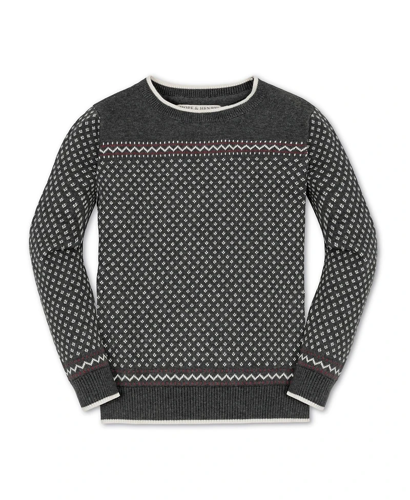 Hope & Henry Baby Boys Long Sleeve Intarsia Crew Neck Pullover Sweater