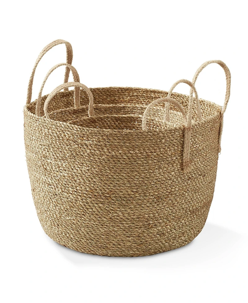 Casafield (Set of 3) Braided Seagrass Basket Planters, Natural Woven Storage Bins for Boho Home Decor, Indoor Plant Pot Covers