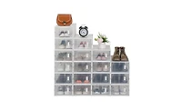Stackable Shoe Storage Boxes – 18 Clear Plastic Bins with Lids for Closet or Underbed Shoe Organization