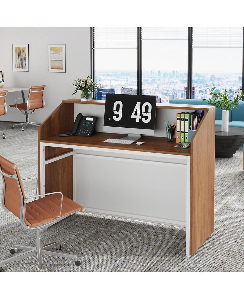 Tribesigns 47 inch Retail Counter,Modern Front Desk Reception Room Table with Cable Grommet,Reception Counter