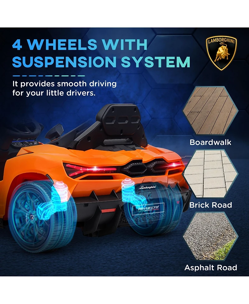 Qaba Lamborghini Revuelto Licensed Kids Ride on Car w/ Suspension,