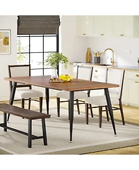 Tribesigns 70.9 Inch Large Dining Table for 6 to 8, Industrial Kitchen Table Furniture with Metal Legs, Modern Faux Wood Rectangular Dinner Table