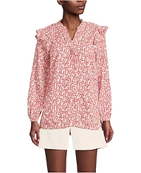 Lands' End Women's Cotton Voille Ruffle Front Blouse