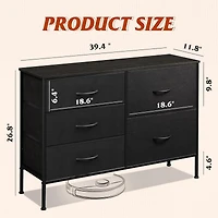 Wlive Dresser for Bedroom with 5 Drawers Wide Drawer Organizers Chest of Fabric Living Room Closet Hallway