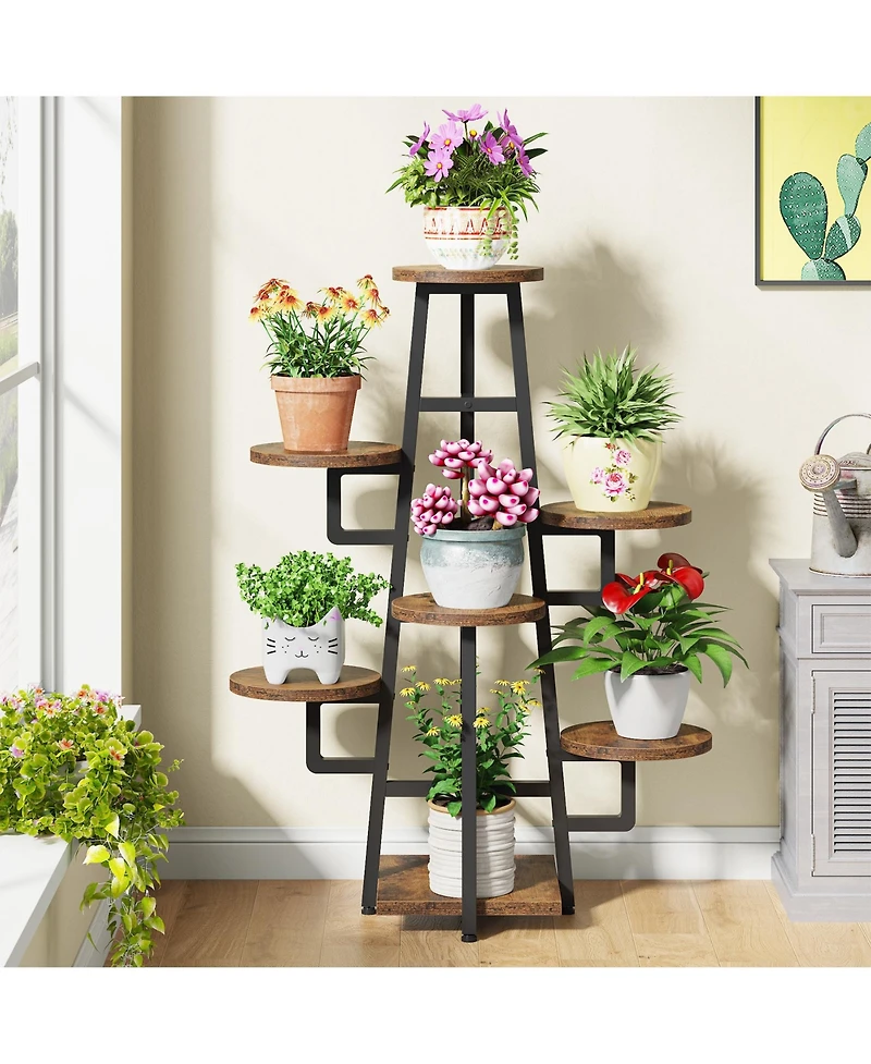 Tribesigns Wooden Corner Plant Pots Holder Rack Flower Stand Shelf Planter Organizer,7 Tier Plant Stand Indoor