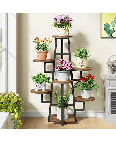 Tribesigns Wooden Corner Plant Pots Holder Rack Flower Stand Shelf Planter Organizer,7 Tier Plant Stand Indoor