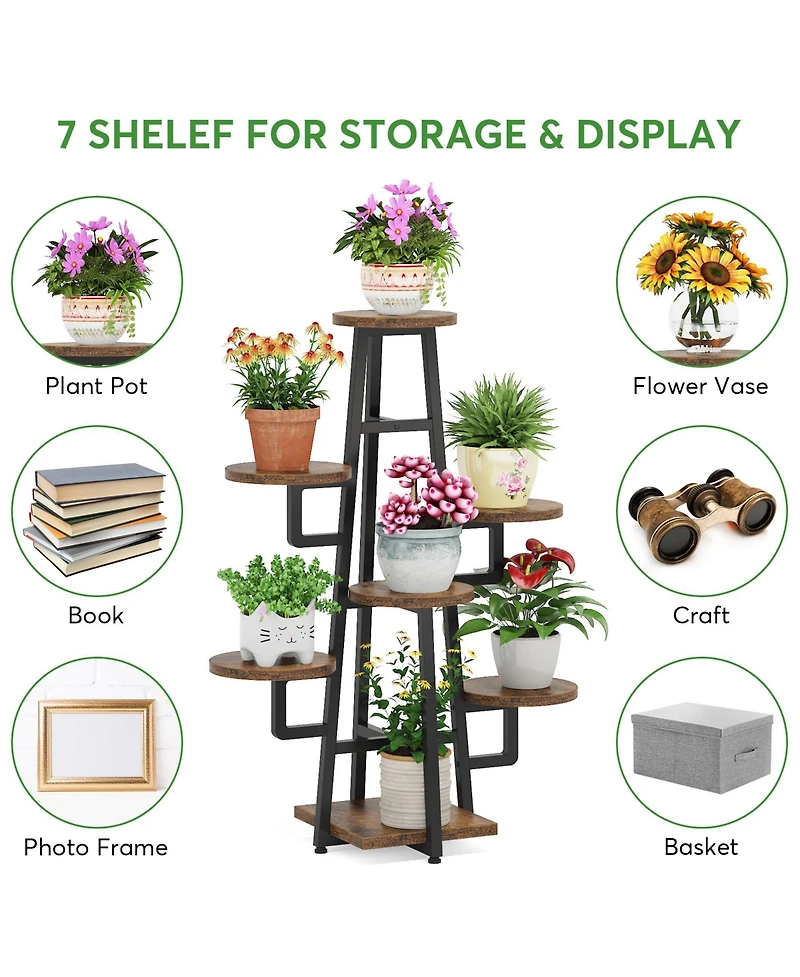 Tribesigns Wooden Corner Plant Pots Holder Rack Flower Stand Shelf Planter Organizer,7 Tier Plant Stand Indoor