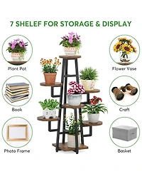 Tribesigns Wooden Corner Plant Pots Holder Rack Flower Stand Shelf Planter Organizer,7 Tier Plant Stand Indoor