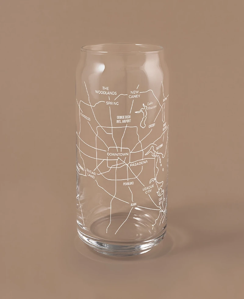 Narbo The Can Houston Map Everyday Glassware, Set of 2