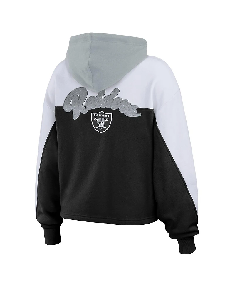 Wear by Erin Andrews Women's Black Las Vegas Raiders Plus Color Block Full-Zip Hoodie